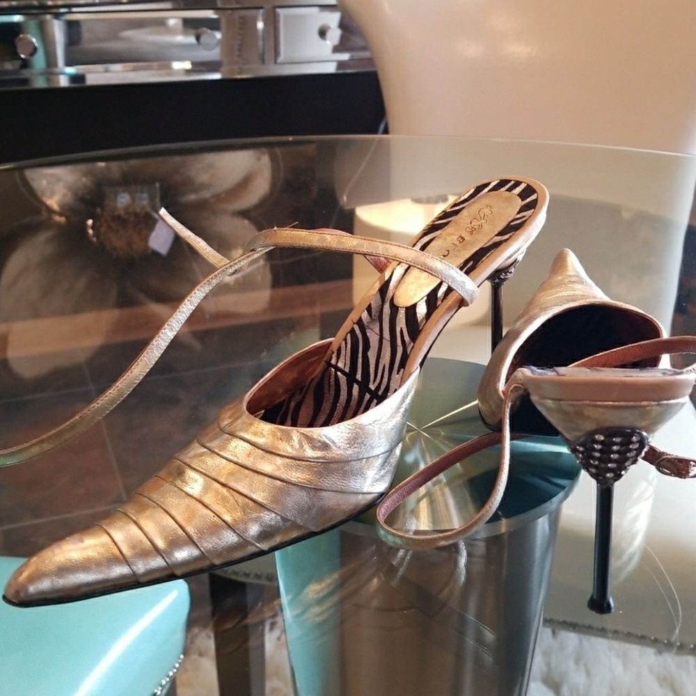 Gold Ankle strap heels